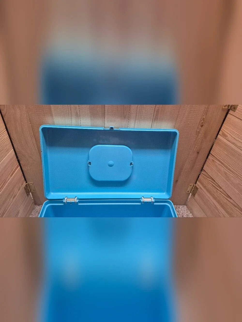 ​Vintage Blue Plastic Sewing Box Organizer Case with Removable Tray Spool Holder
